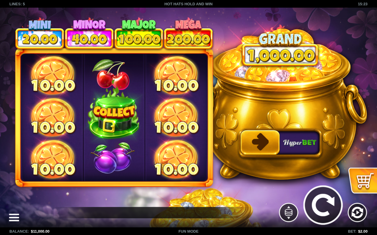 Hot Hats Hold and Win base game