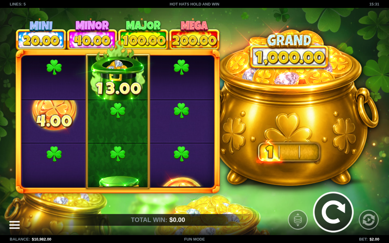 Hot Hats Hold and Win gameplay