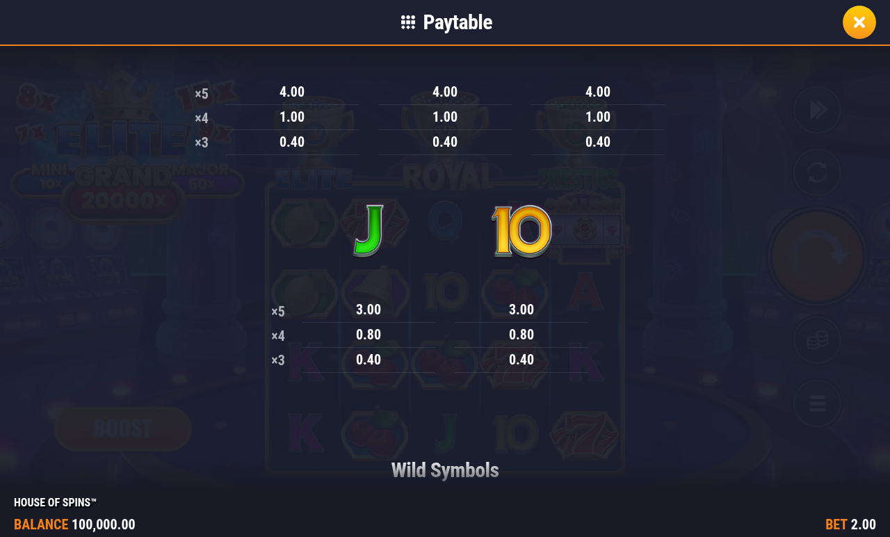 HOUSE OF SPINS information screen