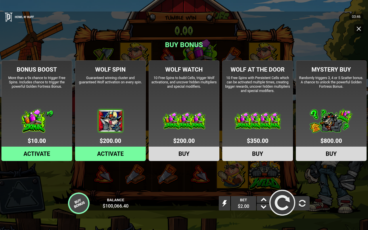Howl N' Huff bonus buy