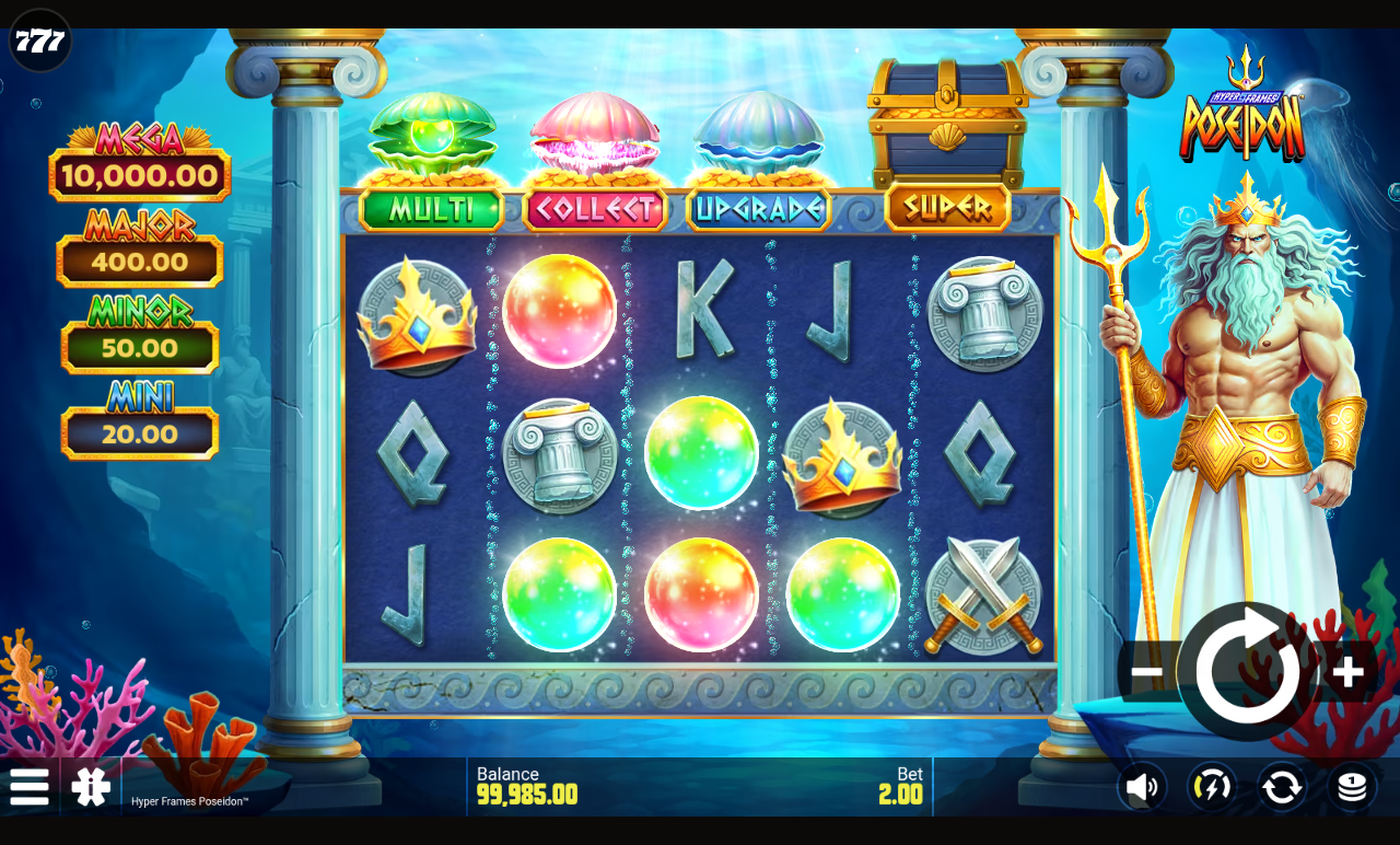 Hyper Frames Poseidon bonus spins with shells collecting pearls