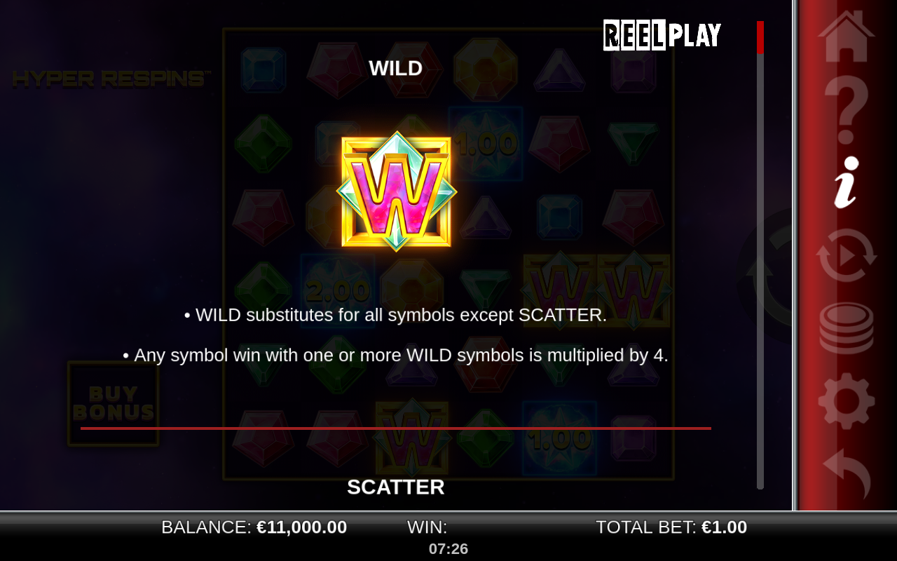 Hyper Respins information screen