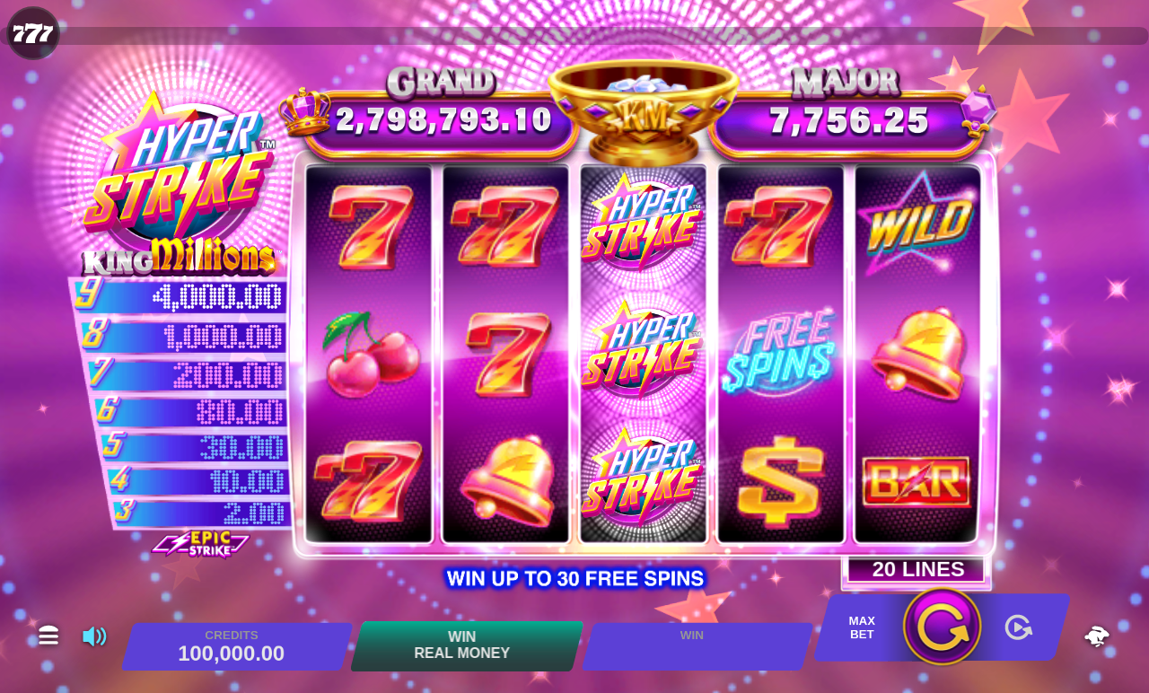 Hyper Strike King Millions base game