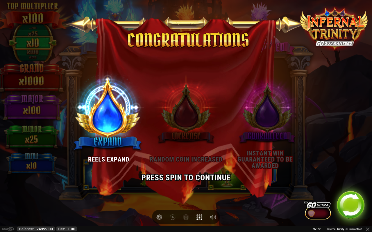Infernal Trinity GO Guaranteed information screen