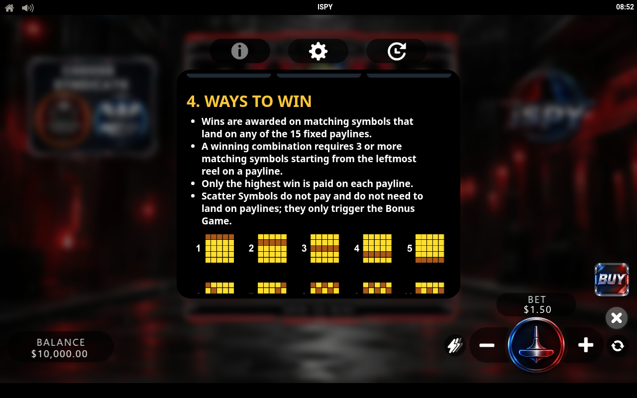 iSpy information screen