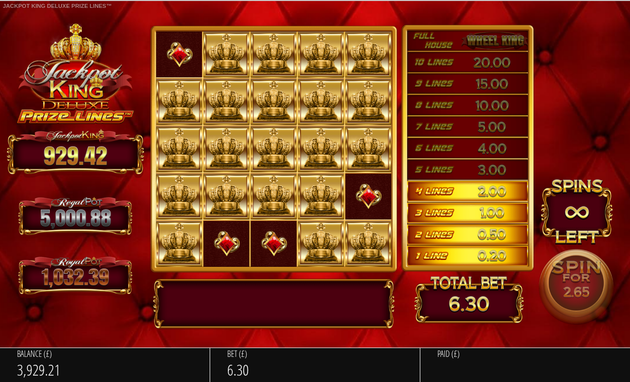 Jackpot King Prize Lines gameplay
