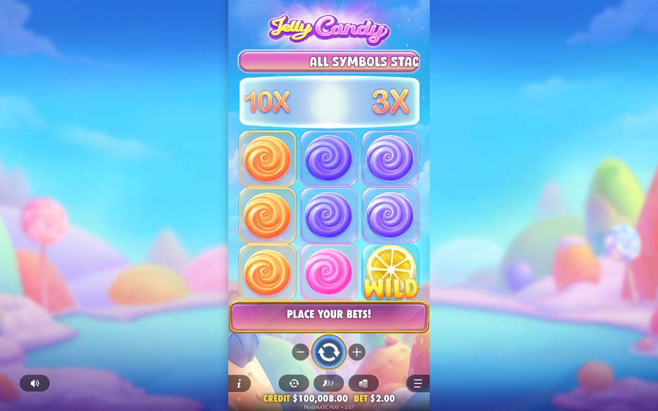Jelly Candy gameplay with top row multipliers