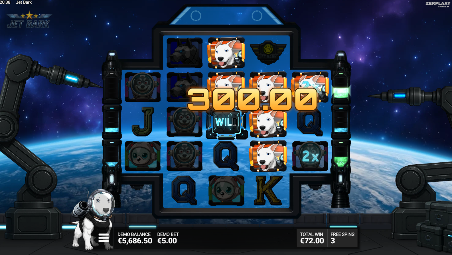 Jet Bark Hypercanine Overcharge free spins round with persistent central Wild