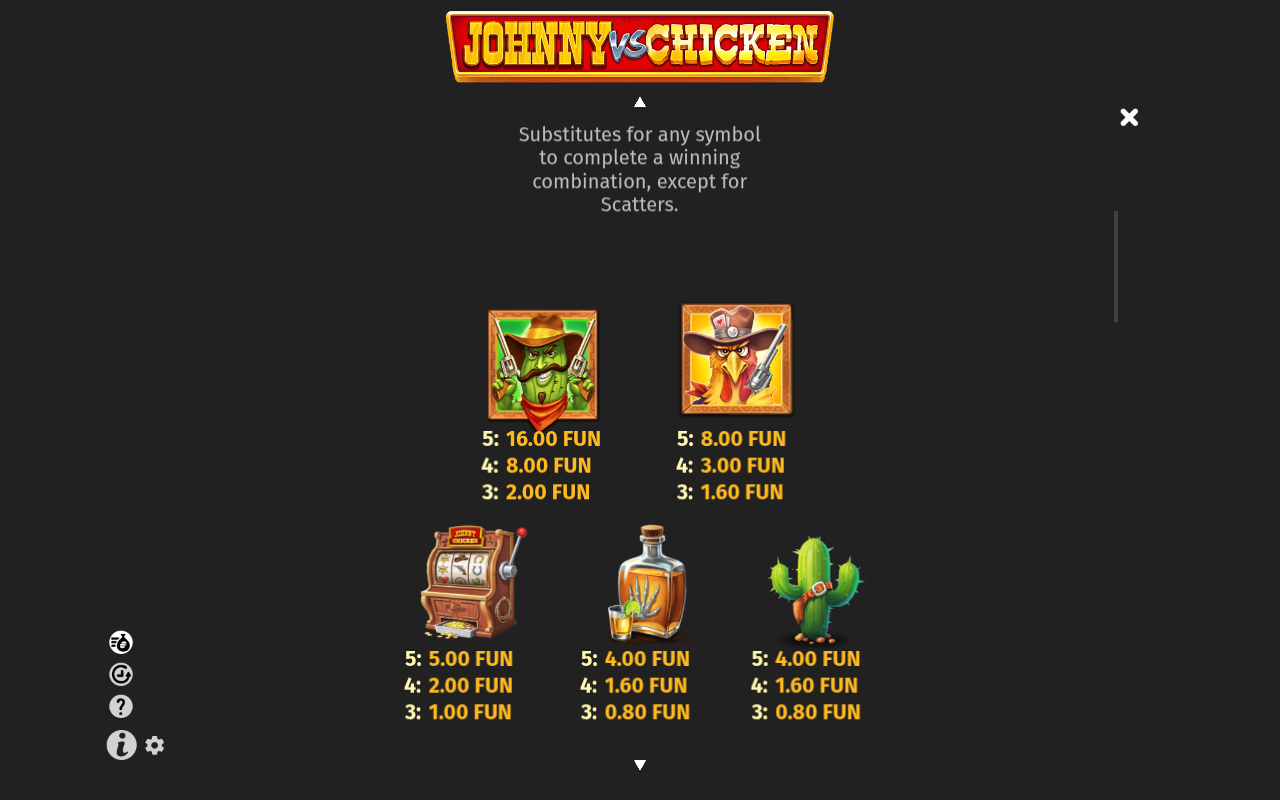 Johnny vs Chicken information screen