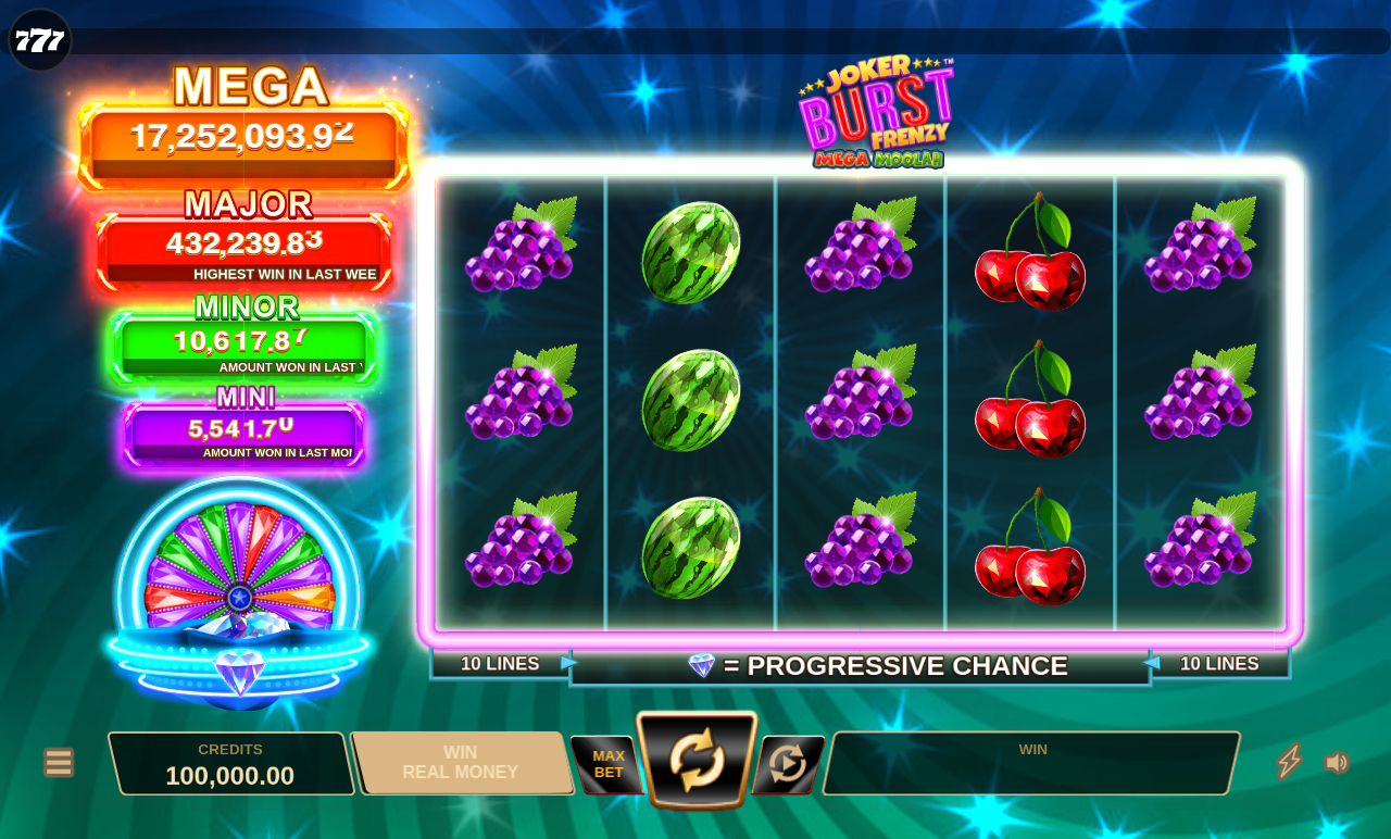 Joker Burst Frenzy Mega Moolah base game