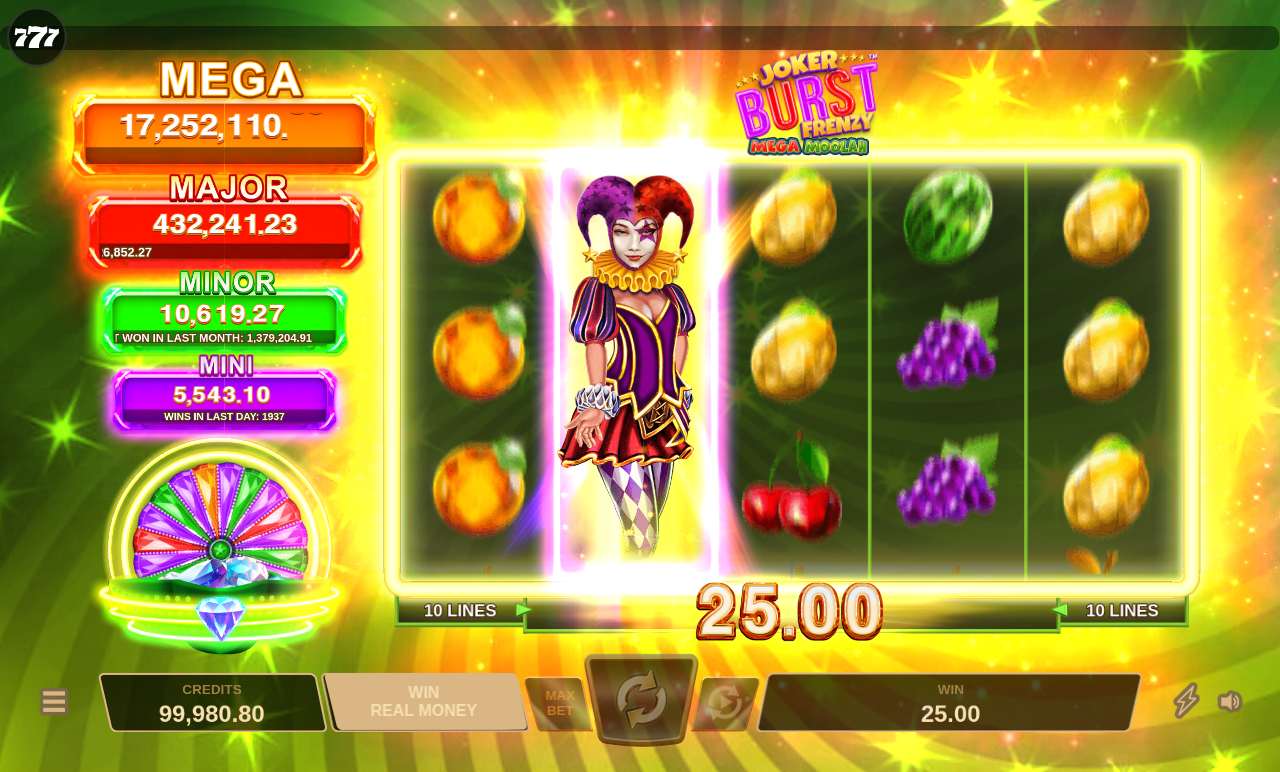 Joker Burst Frenzy Mega Moolah gameplay