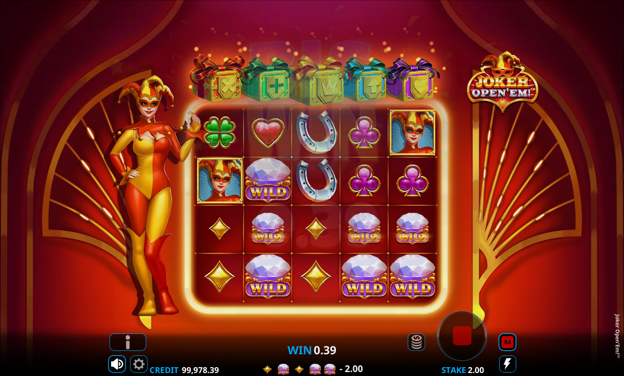Joker Open'Em! gameplay with Joker symbols and value icons