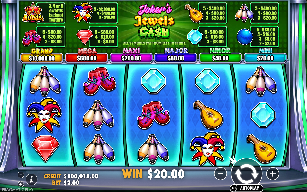 Joker's Jewels Cash gameplay