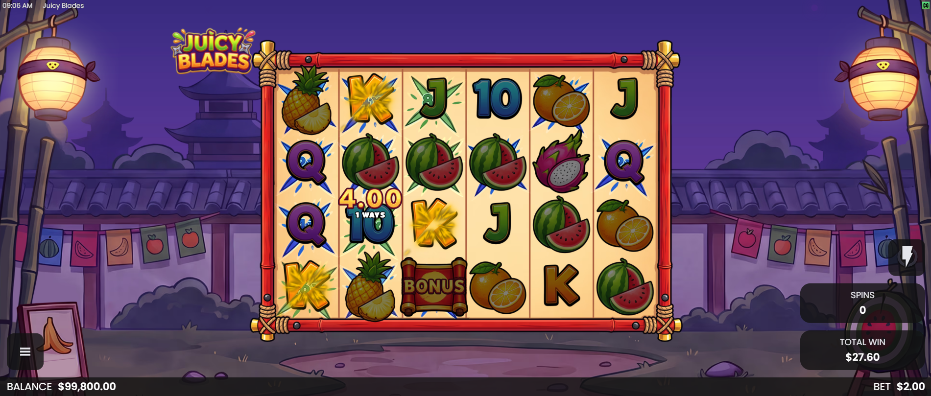 Juicy Blades free spins play