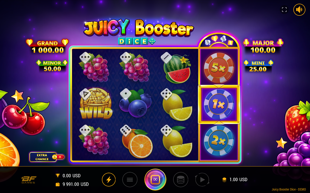 Juicy Booster Dice gameplay with Booster Reel