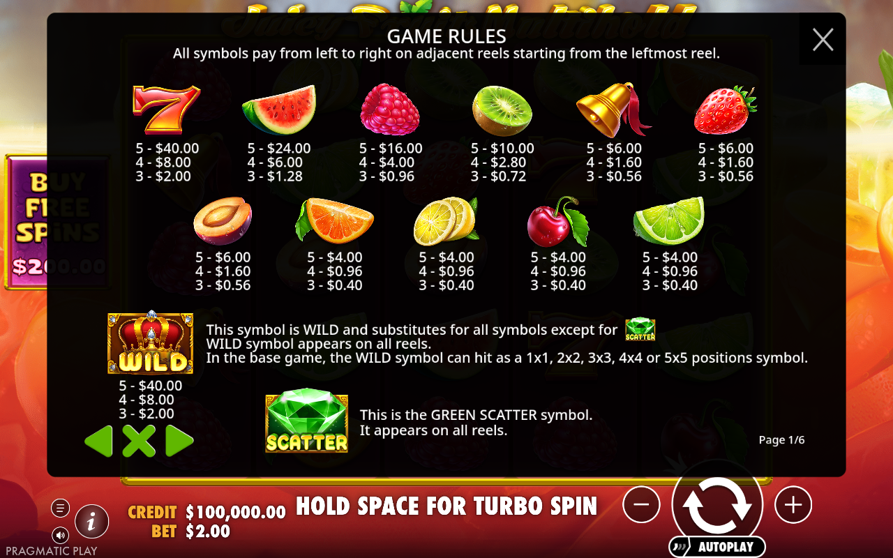 Juicy Fruits Multihold wild symbol rules