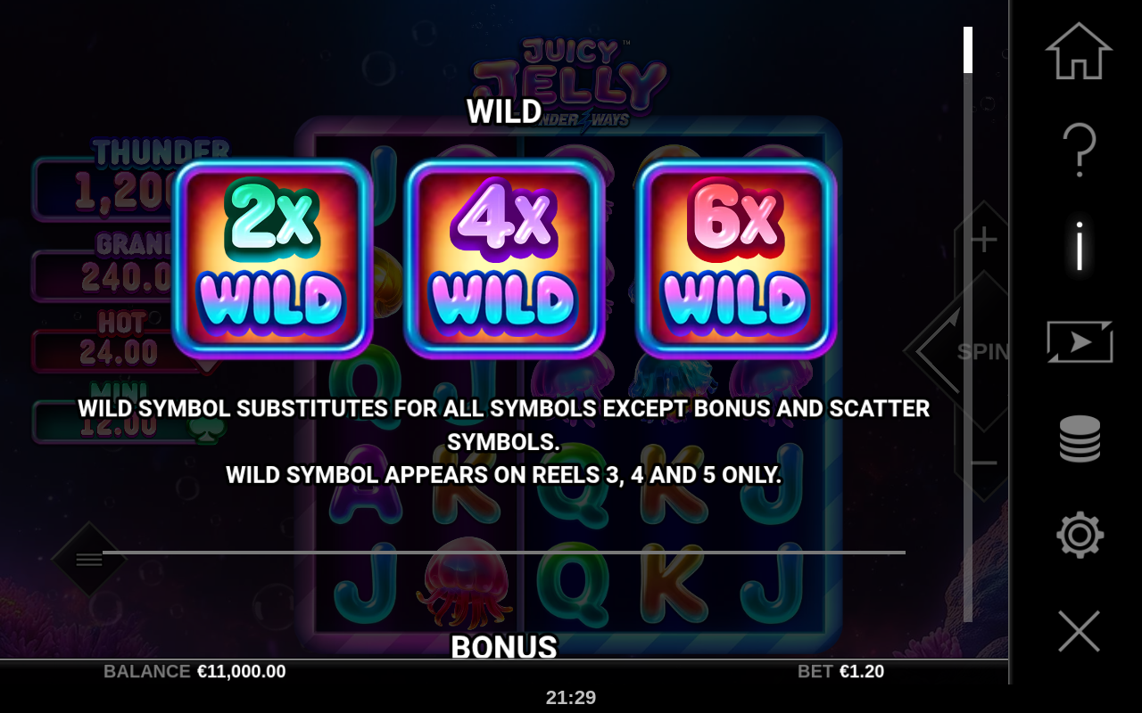Juicy Jelly Thunder Ways information screen