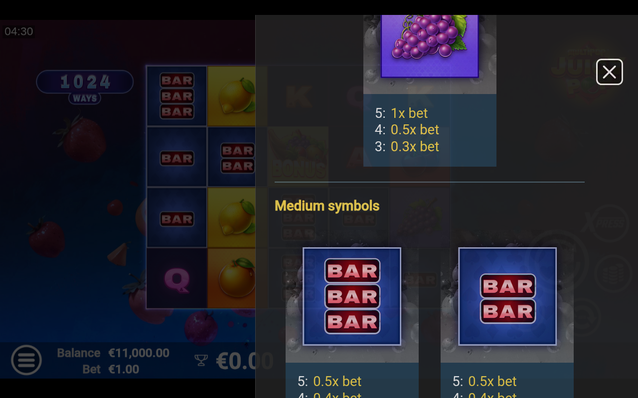 JuicyPop information screen