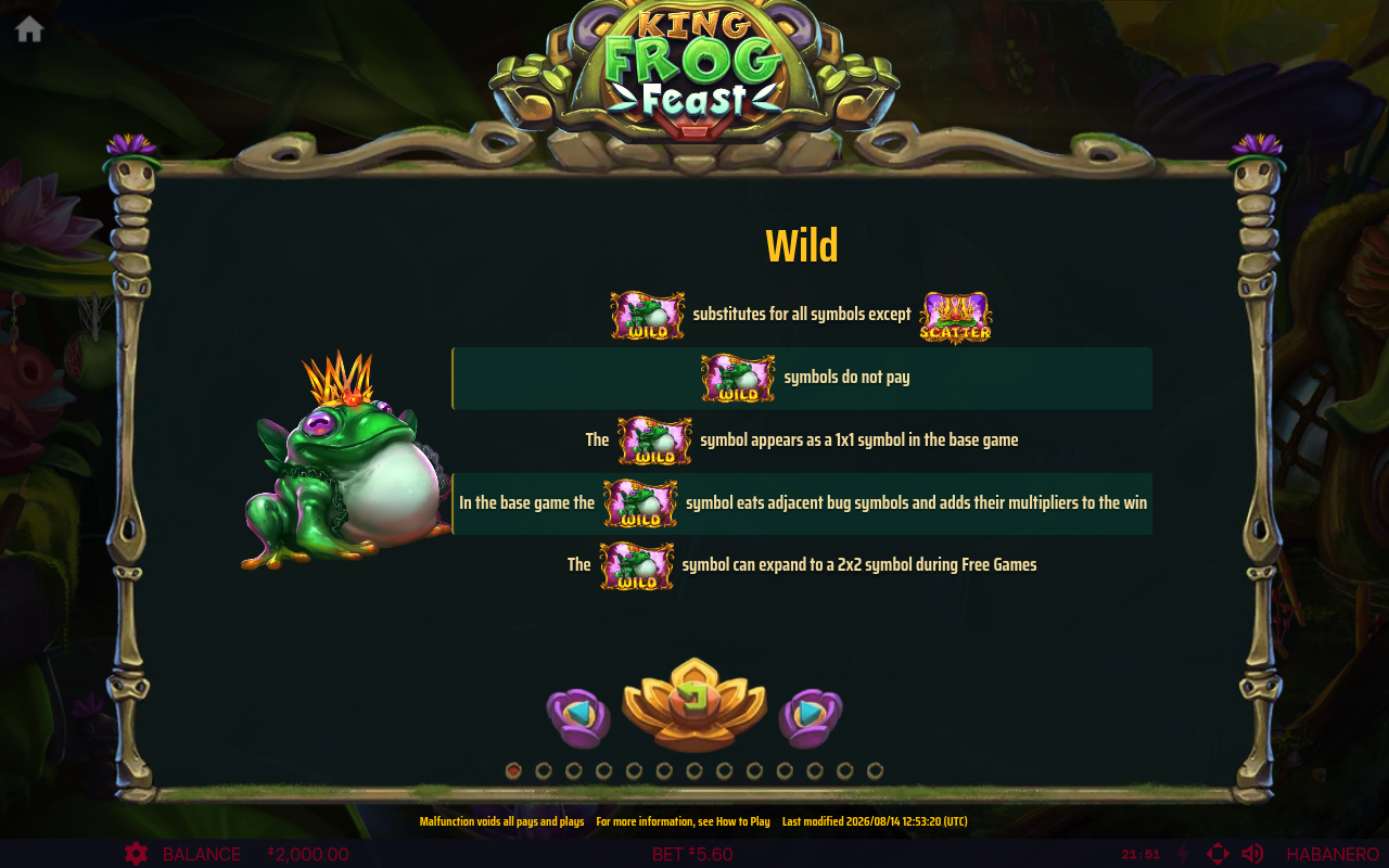 King Frog Feast information screen