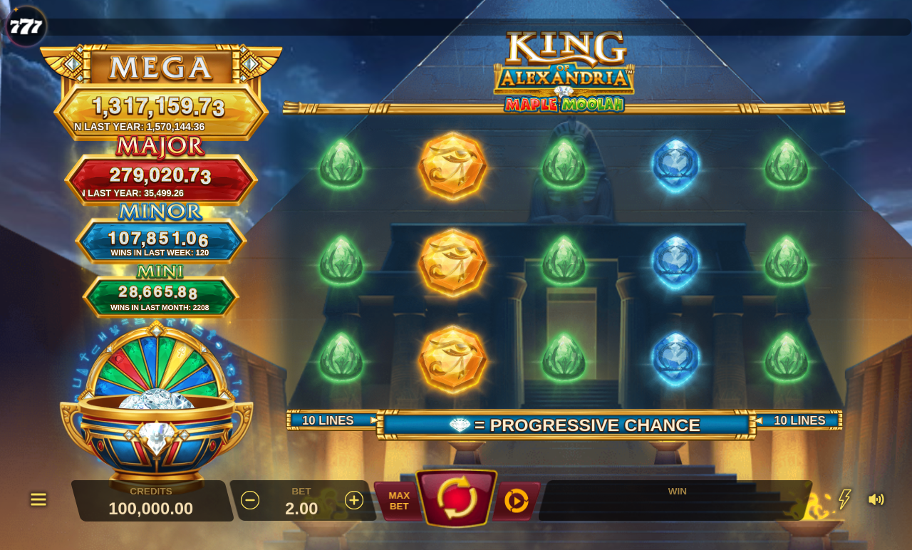 King of Alexandria Maple Moolah base game