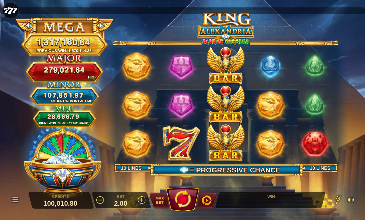 King of Alexandria Maple Moolah gameplay