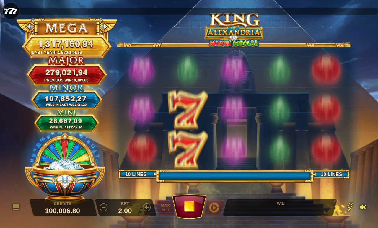 King of Alexandria Maple Moolah gameplay