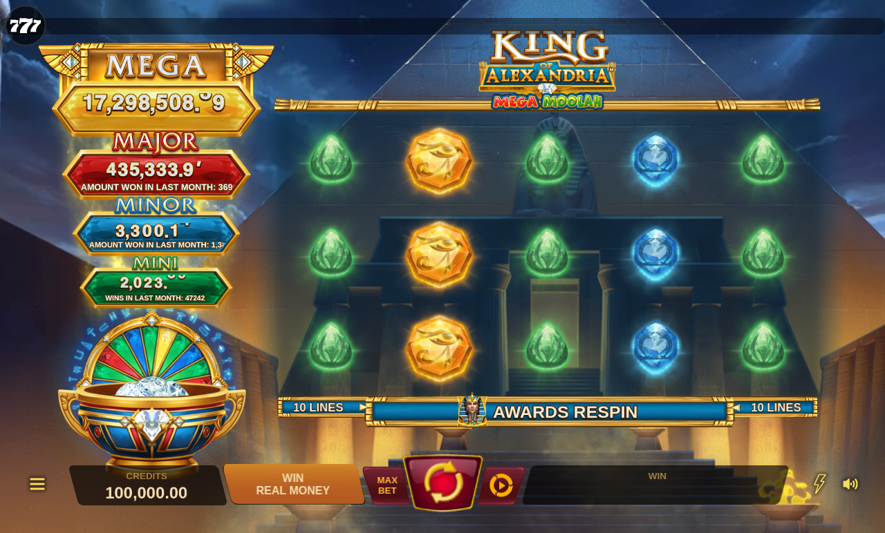 King of Alexandria Mega Moolah base game