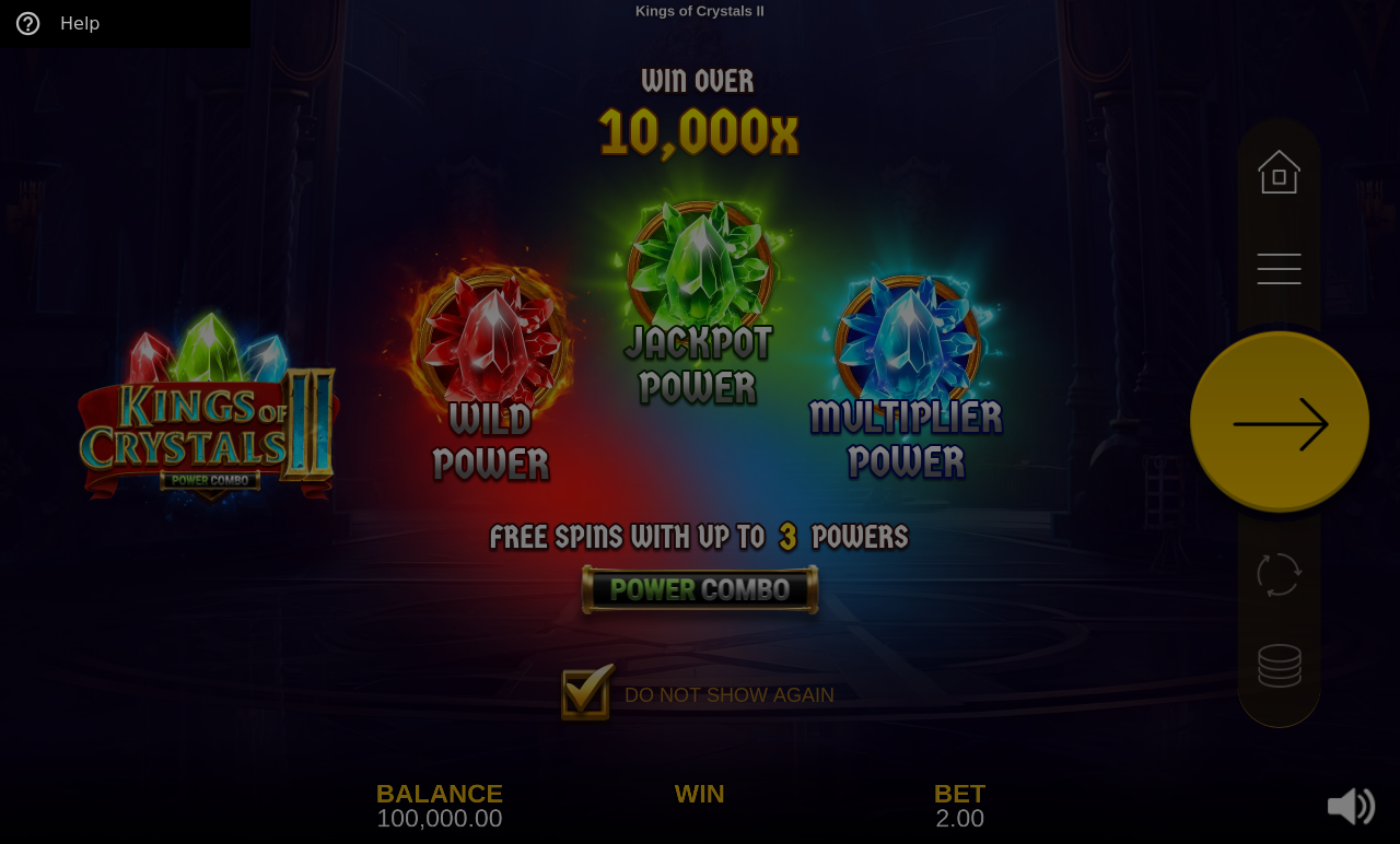 Kings of Crystals II Power Combo information screen