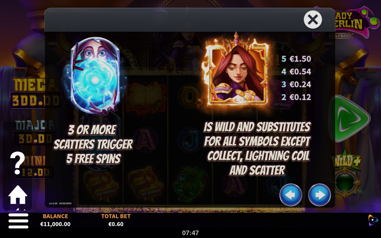 Lady Merlin free spins and wild rules