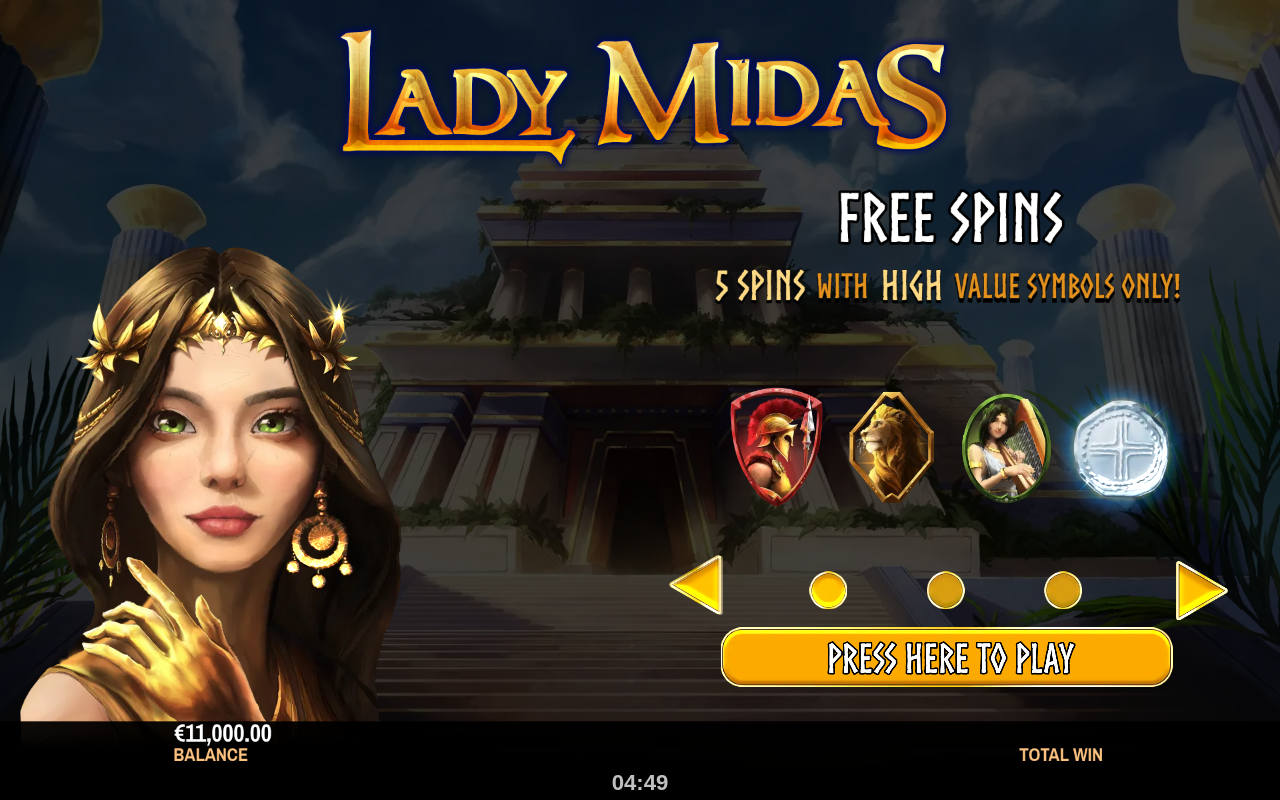 Lady Midas information screen
