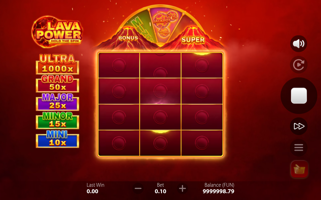 Lava Power: Hold the Spin gameplay with multiplier coins