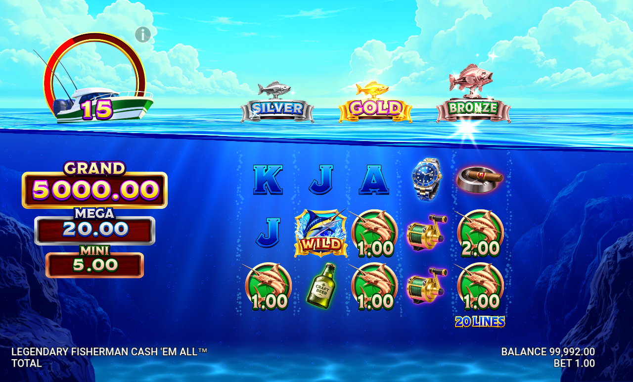 Legendary Fisherman Cash 'Em All angler progression meter in play