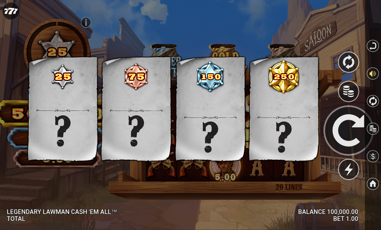 Legendary Lawman Cash 'Em All information screen