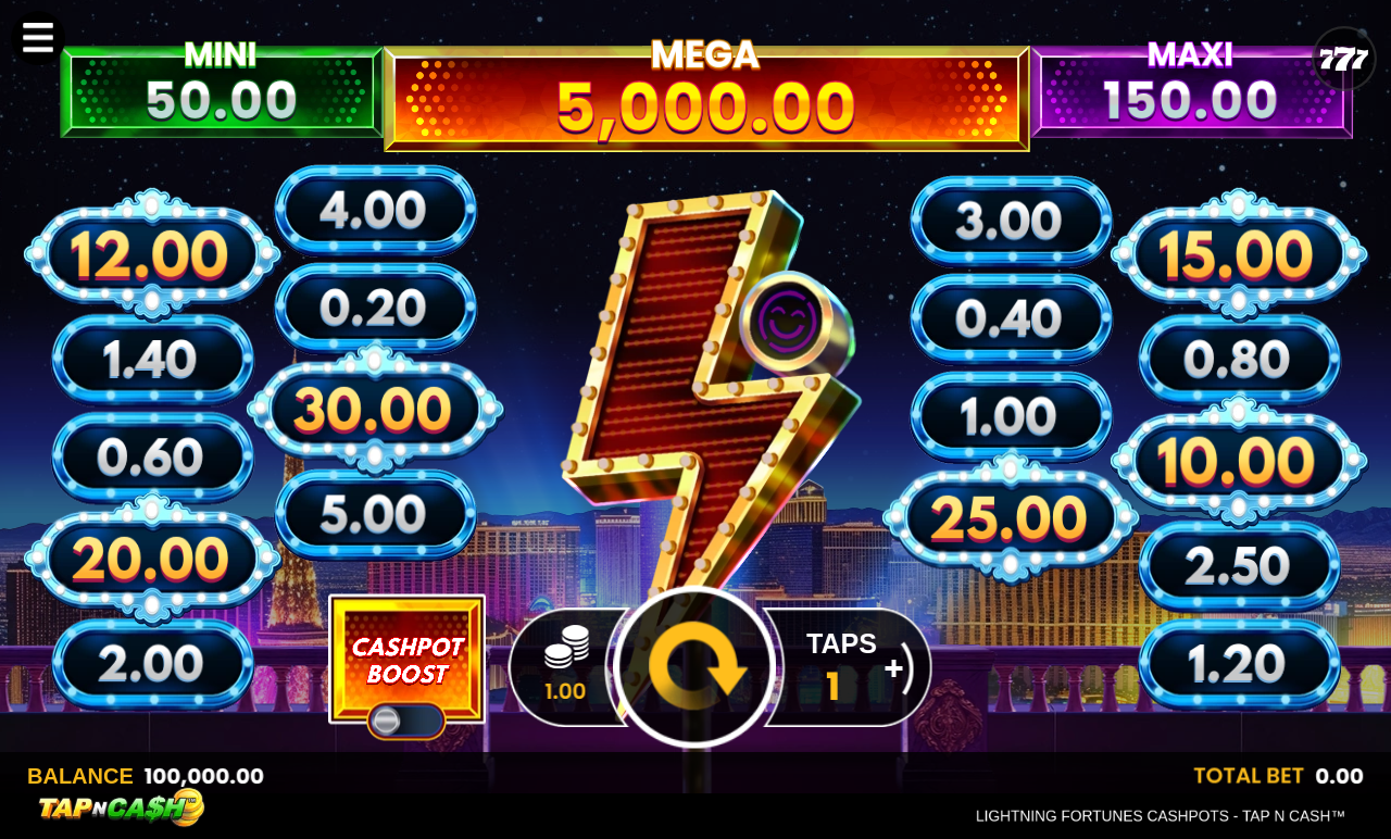 Lightning Fortunes Cashpots - Tap n Cash base game