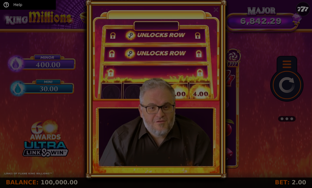 Links of Flame King Millions information screen