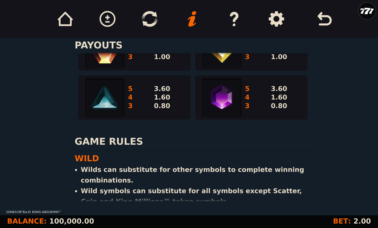 Links of Ra II King Millions ULTRA Link&Win rules