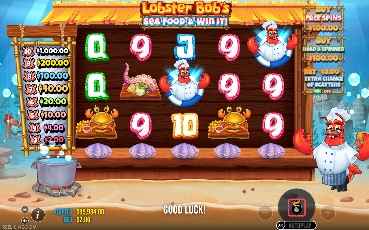 Lobster Bob's Sea Food and Win It gameplay