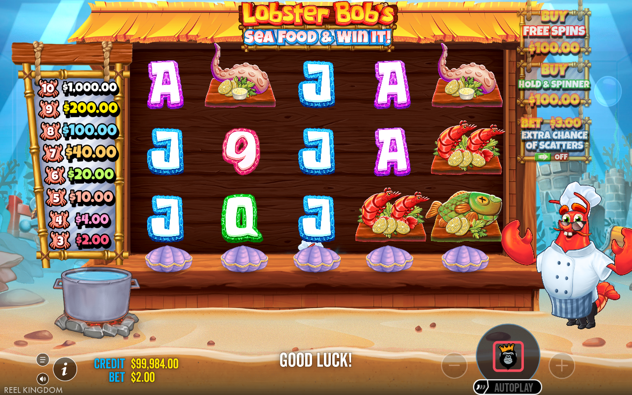 Lobster Bob's Sea Food and Win It gameplay