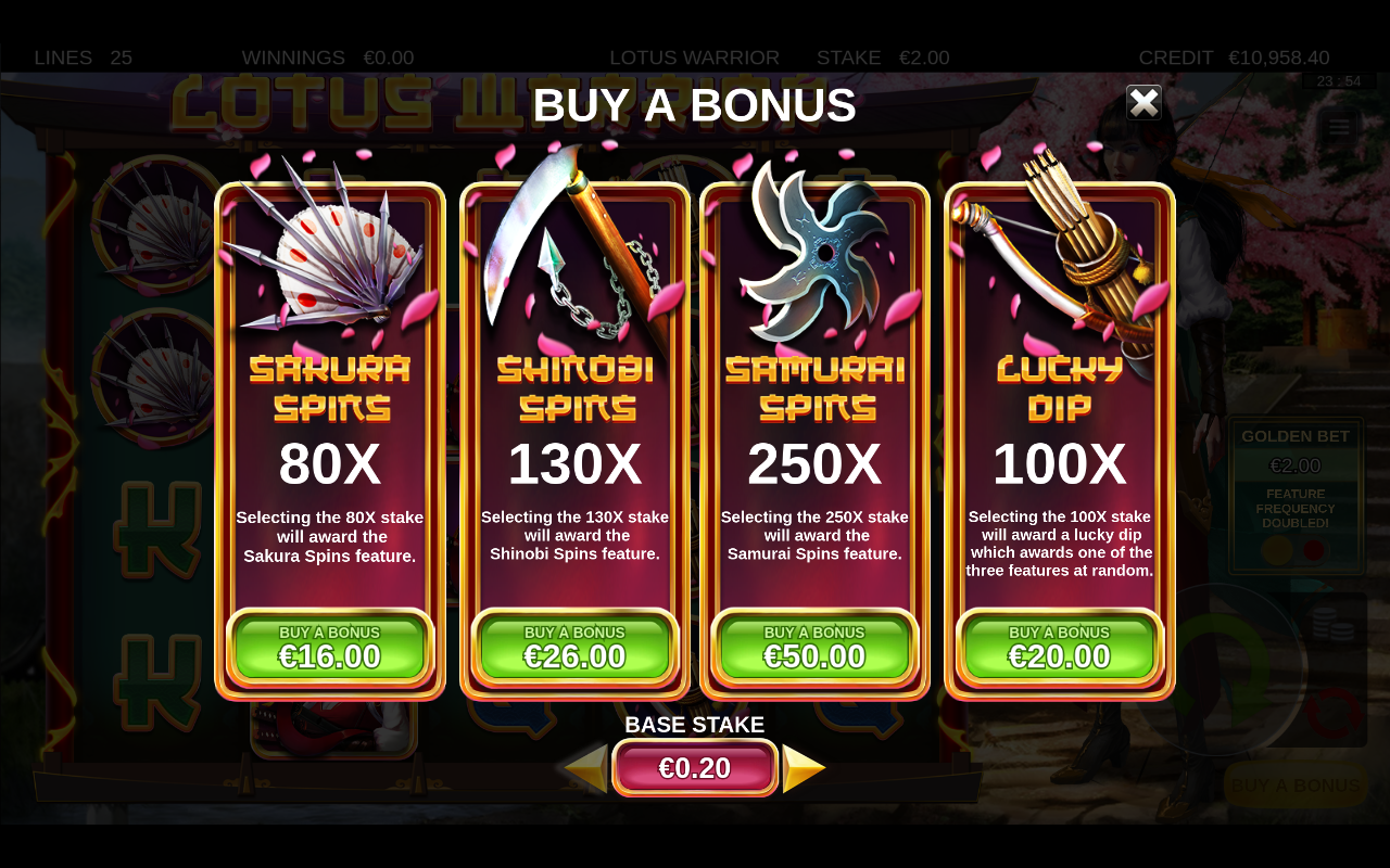 Lotus Warrior bonus buy