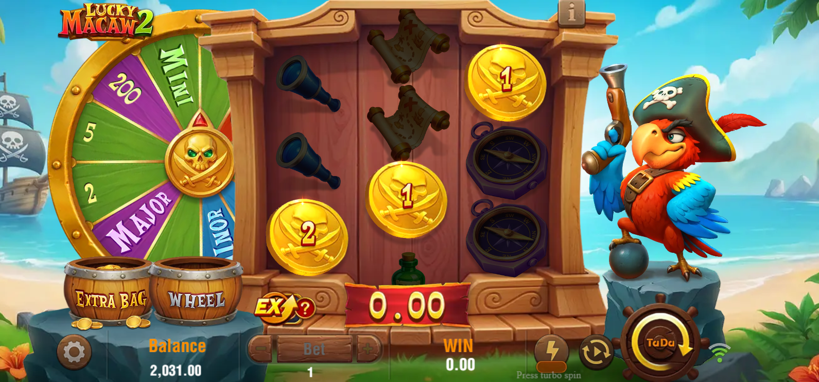 Lucky Macaw 2 Coin Prize Win
