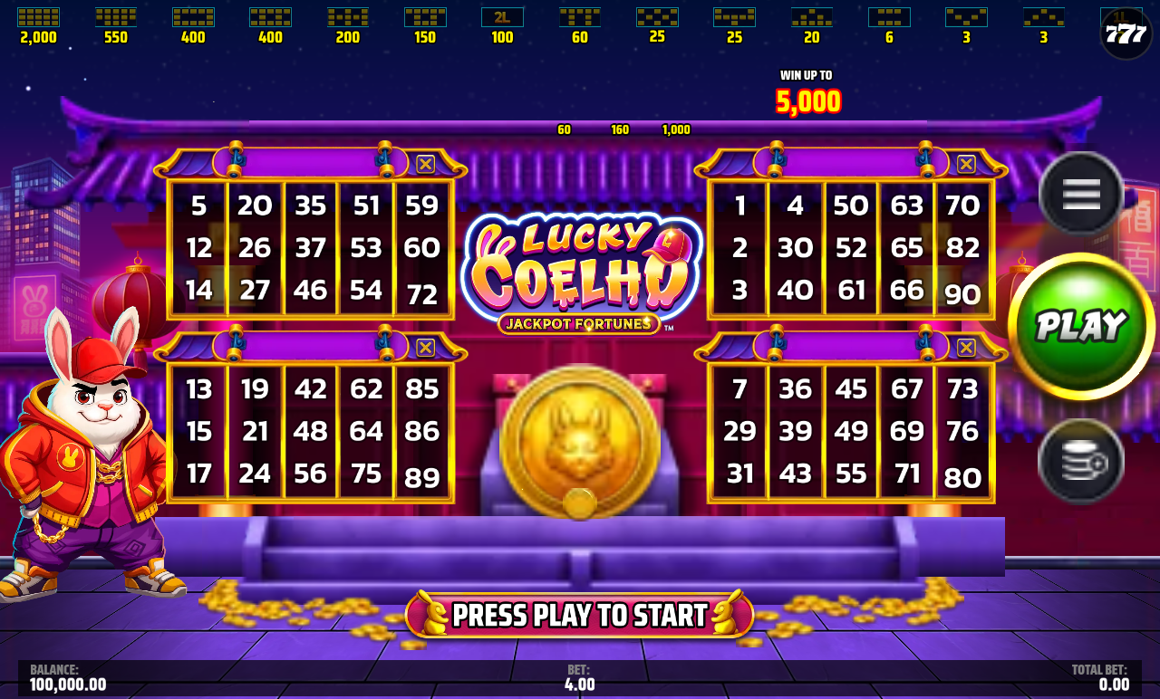 Lucky Coelho Jackpot Fortunes base game