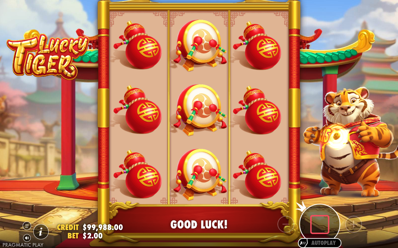 Lucky Tiger gameplay showing a wild column