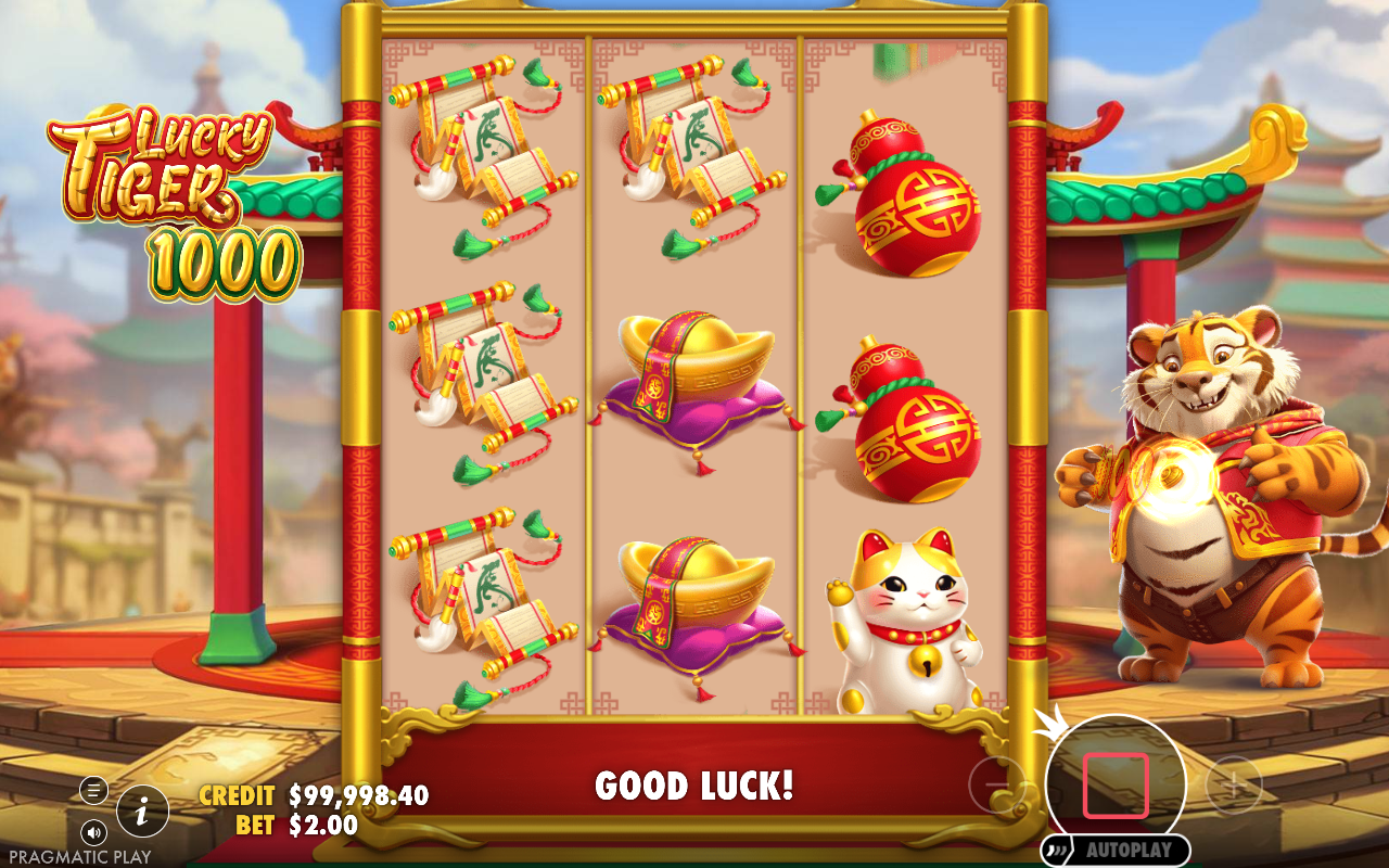 Lucky Tiger 1000 gameplay with wild symbols on the reels