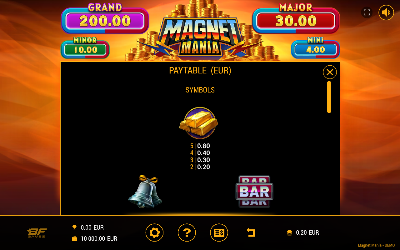 Magnet Mania information screen