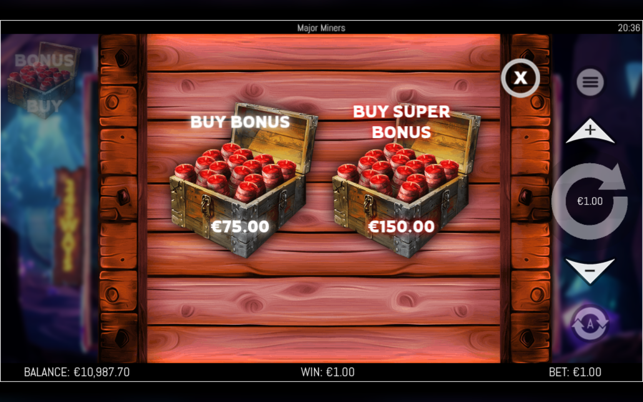 Major Miners bonus buy button