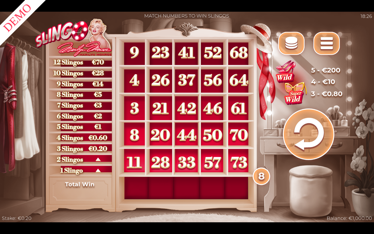 Marilyn Monroe Slingo base game