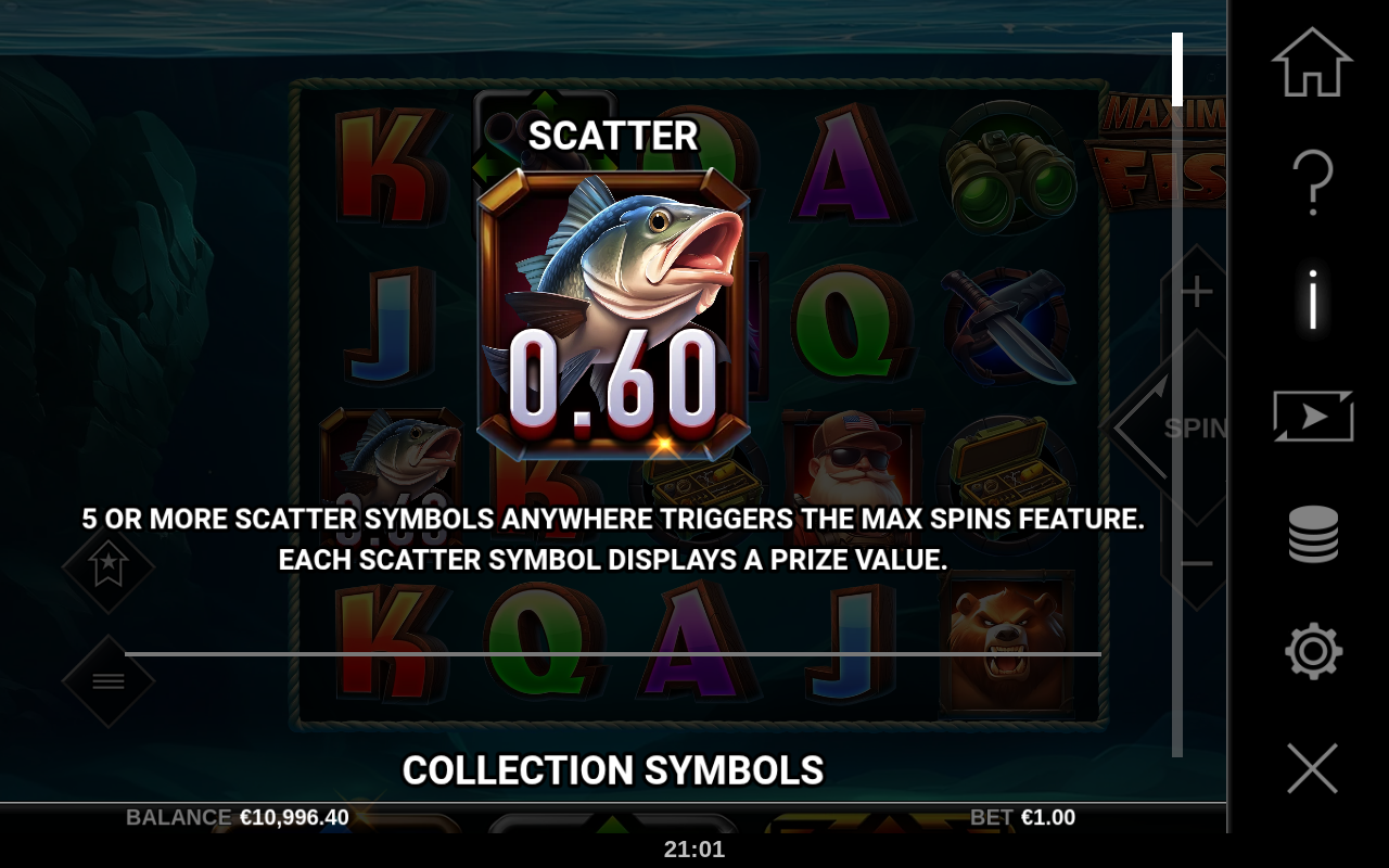 Maximum Fish information screen