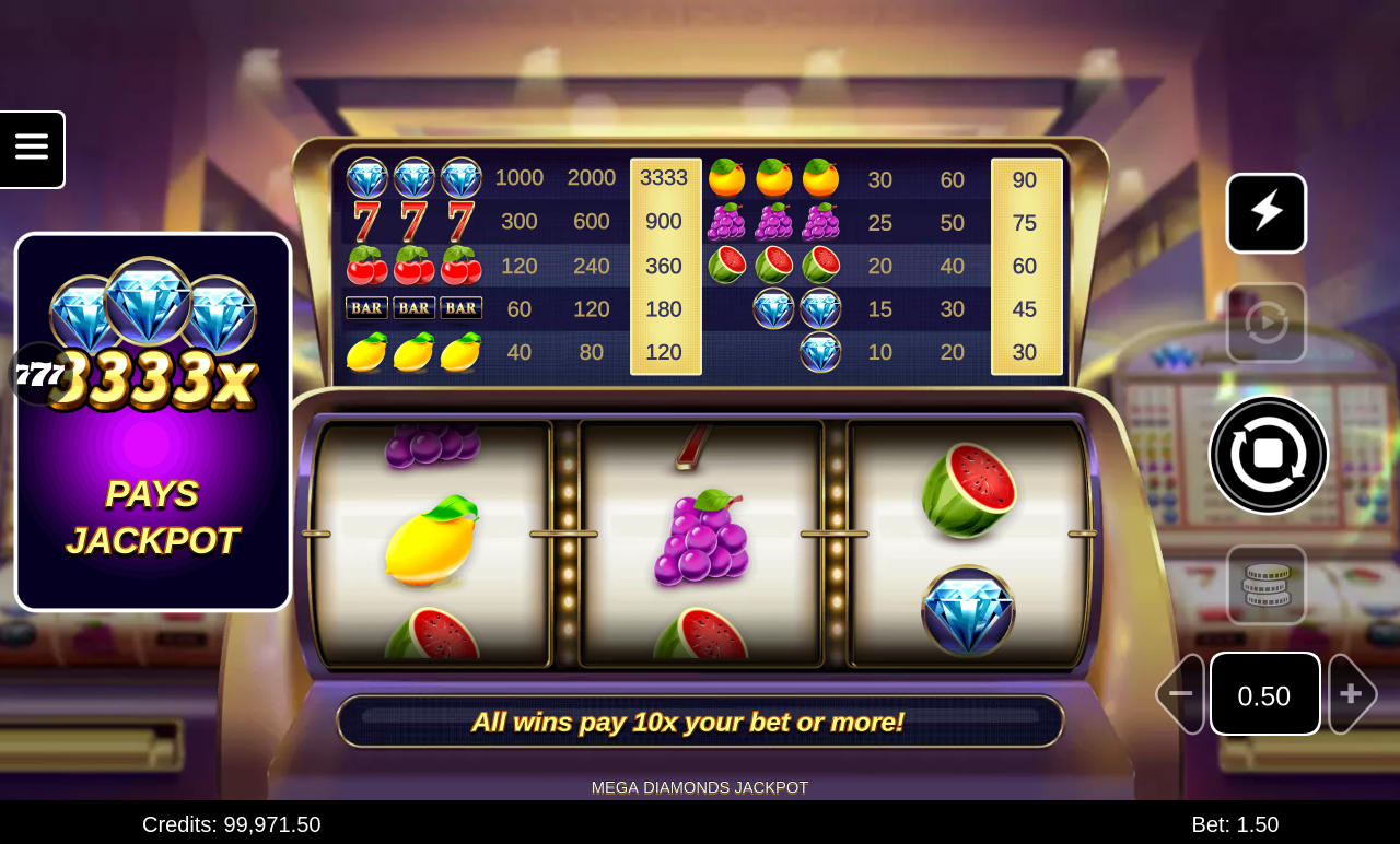 Mega Diamonds Jackpot gameplay
