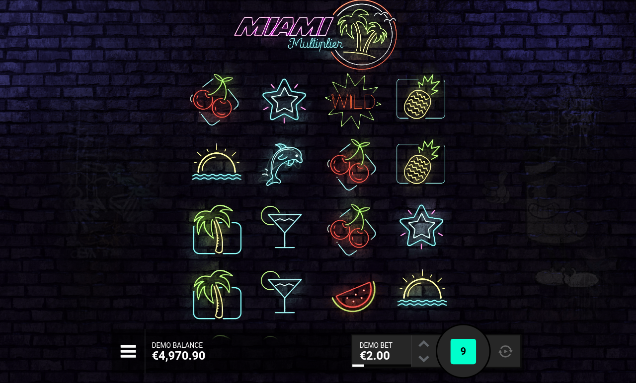 Miami Multiplier gameplay with wild symbol