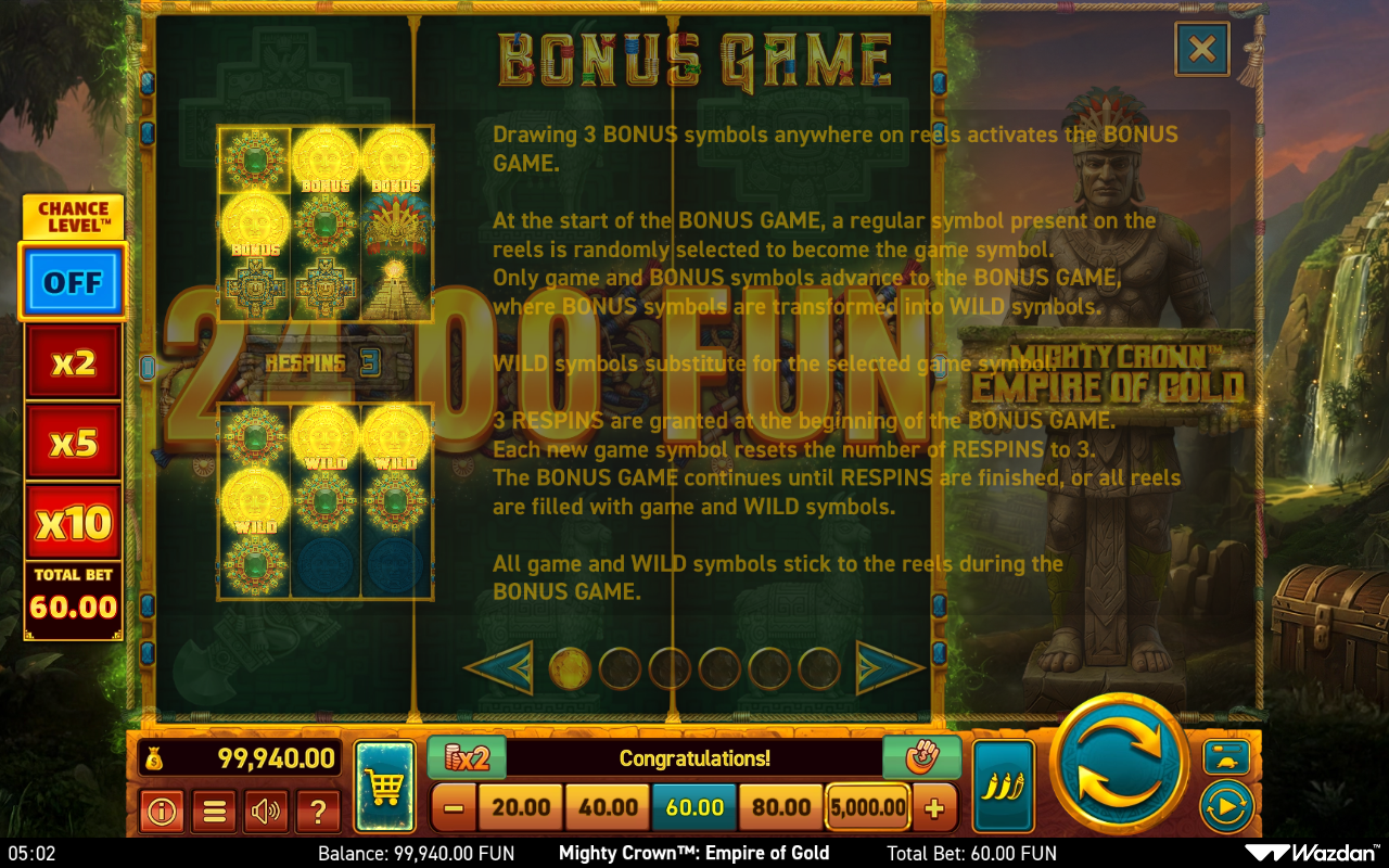 Mighty Crown: Empire of Gold bonus game rules